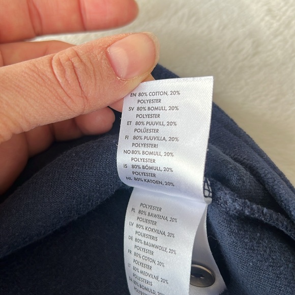 Polarn O. Pyret navy terry top w silver detail - Picture 5 of 7